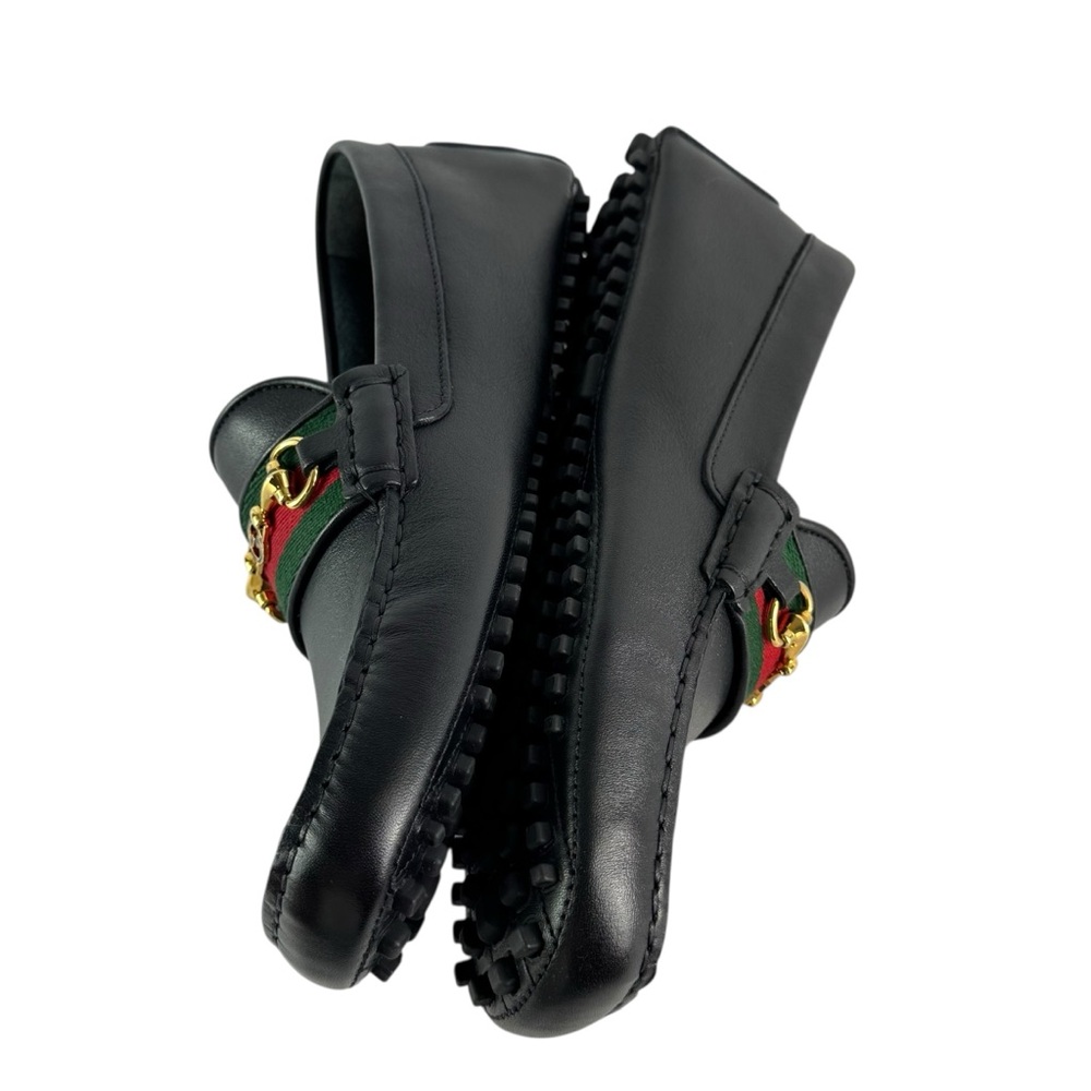 GUCCI 624698 Black Leather Horsebit Men's Moccasin Loafers 6 - 6.5US - Picture 8 of 11